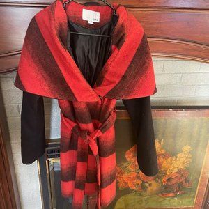 Red wool wrap coat